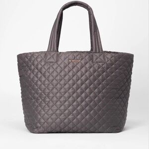 MZ Wallace large metro tote in grey with tan leather